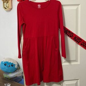 Wonder nation xl 14-16 red long sleeve pocket dress